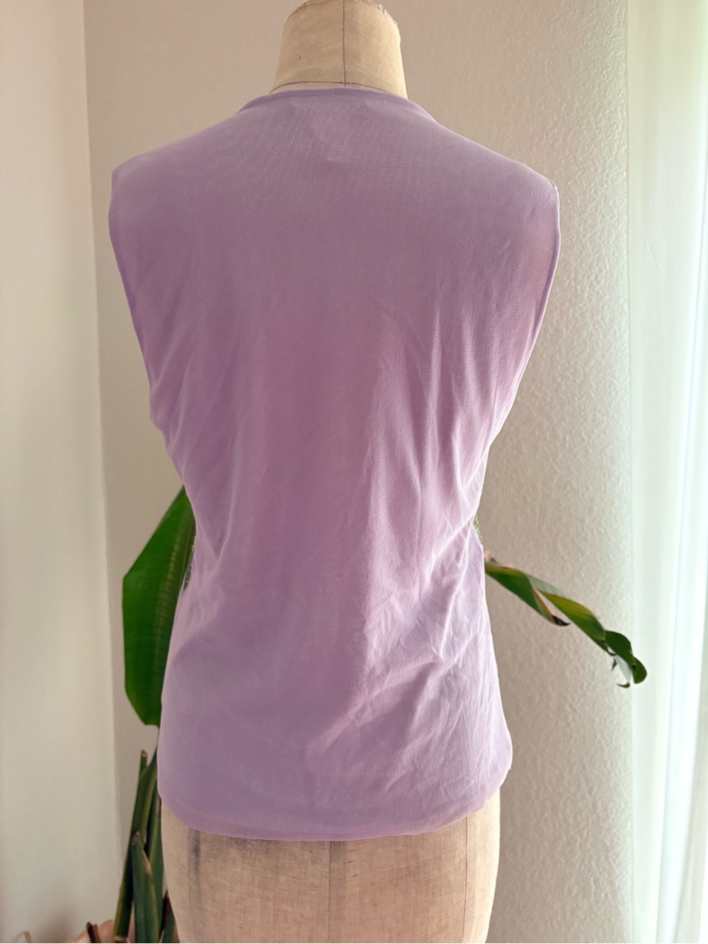 Vivienne Tam VTG Sheer Mesh Embroidered Floral Tank Top Shirt 90s Rare Purple 2 - Picture 9 of 15